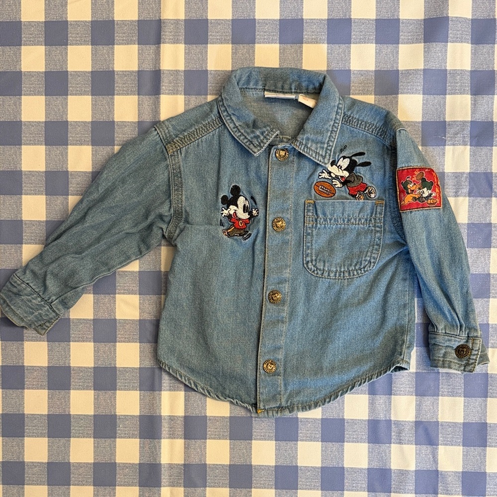 SOLD! Baby Mickey & Co 12m Denim Football Button Down